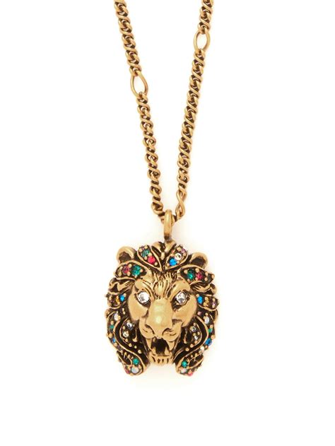 Lion head necklace with crystal 